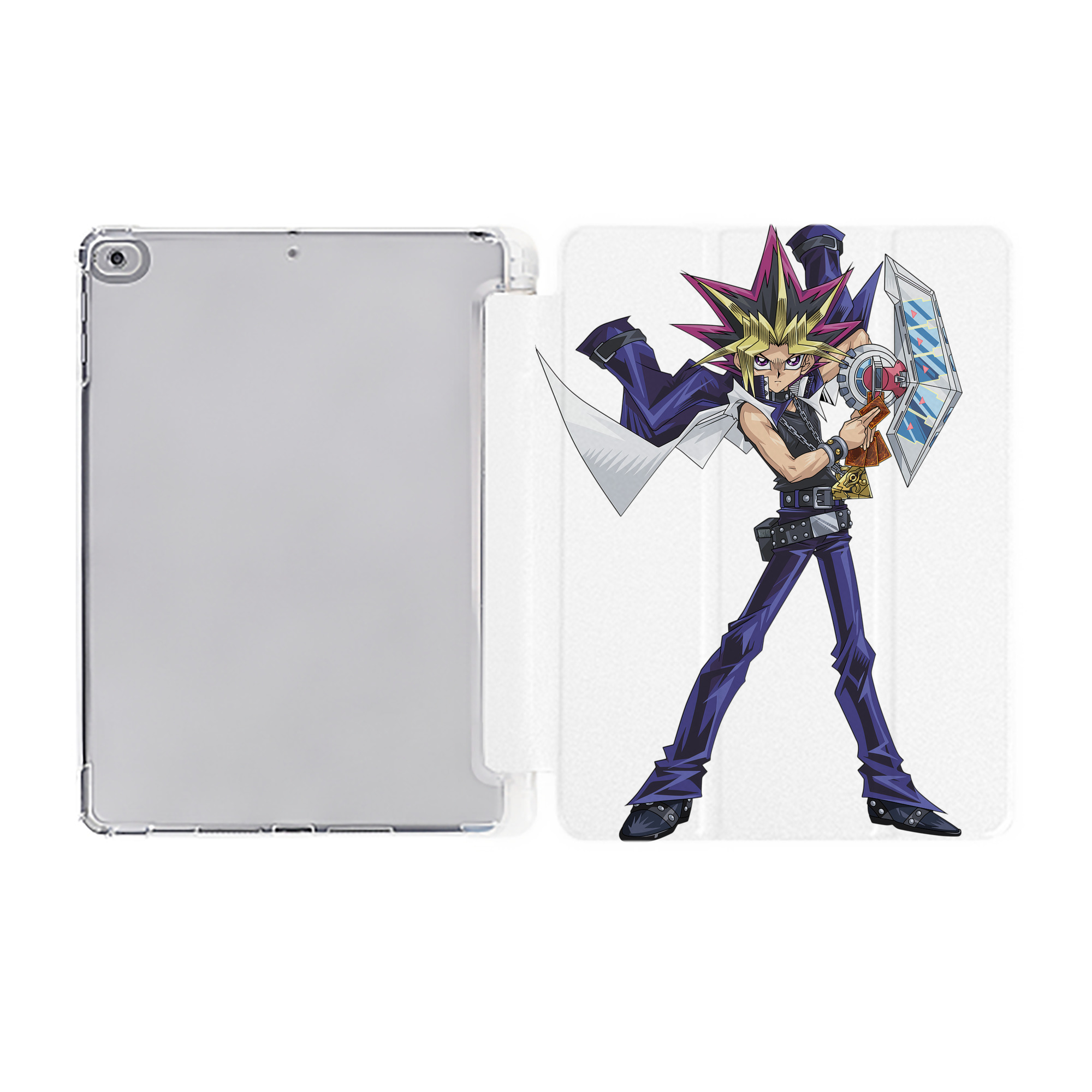 （画像用） 遊☆戯☆王 Yu-Gi-Oh! IPad ケース ペン収納付き 三つ折りスタンド PUレザー×シリコン 対応機種9.5/10.5/10.9インチ